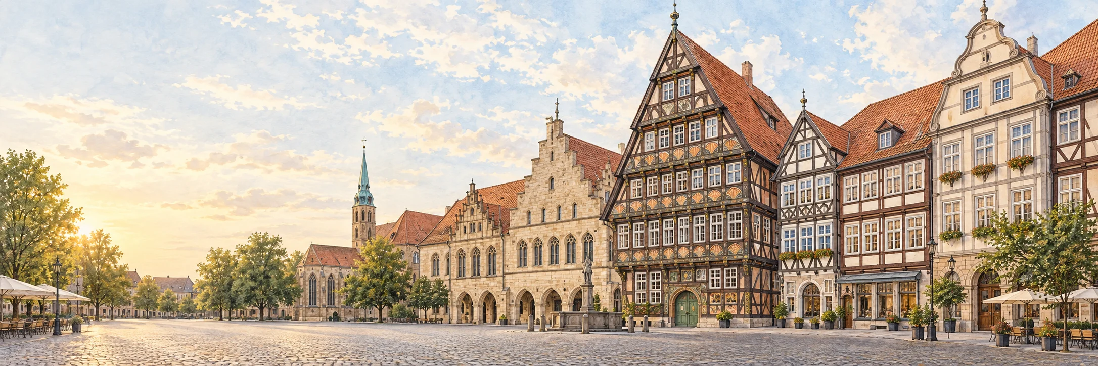 KI-Illustration: Marktplatz Hildesheim