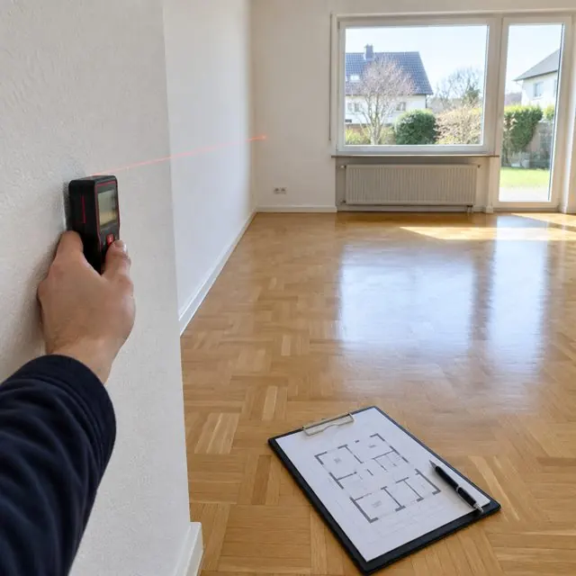 Aufmaß in einem leeren Wohnzimmer